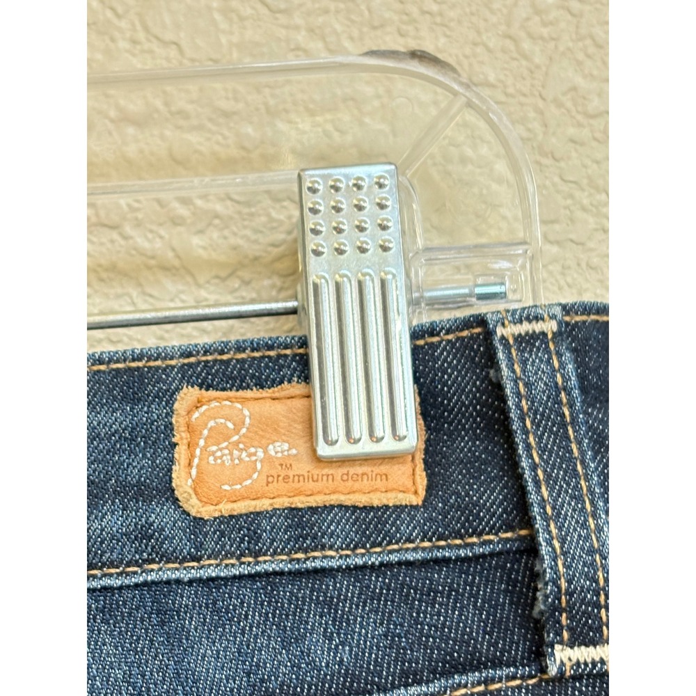 Paige Laurel Canyon Flare Jeans Womens 27 Dark Wash Blue Denim Mid Rise Stretch - Picture 9 of 13